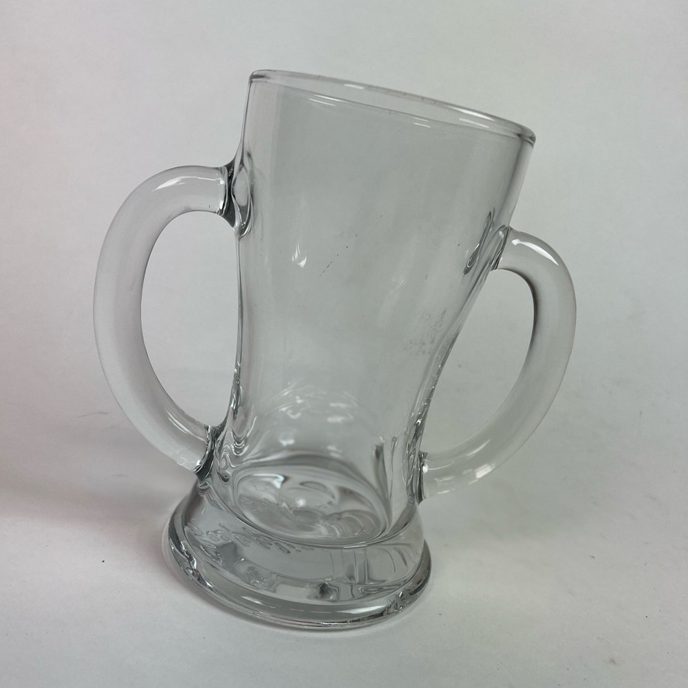 Heavy Two Fisted Clear Glass Beer Mug Supplies DD Patent Pending On Bottom